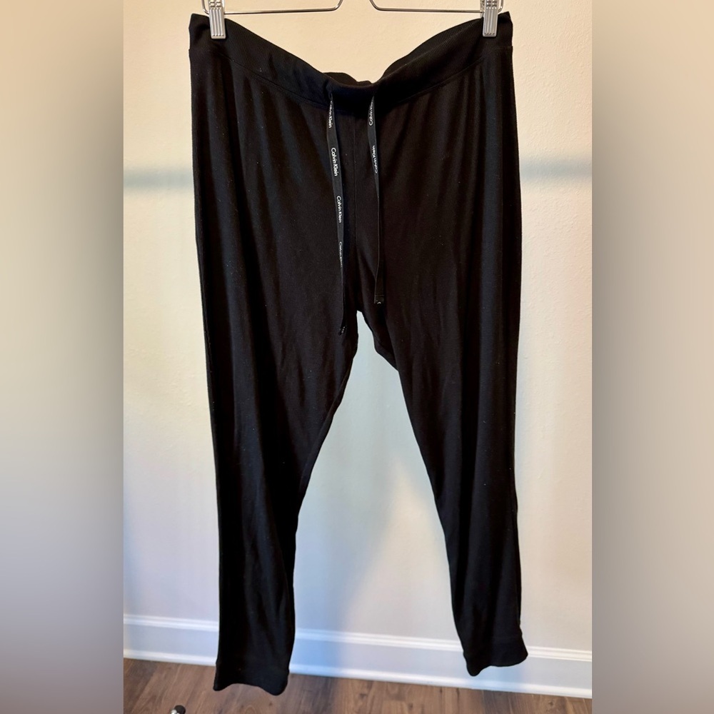 Calvin Klein Black Ribbed His Jogger Sweatpants Relaxed Fit size Large